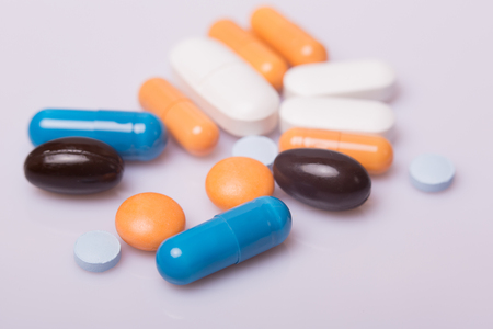 different Tablets pills capsule heap mix therapy drugsの写真素材