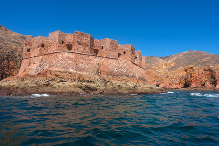 Fort of Sao Joao Baptista in Berlenga island, Portugal, view from the sea.