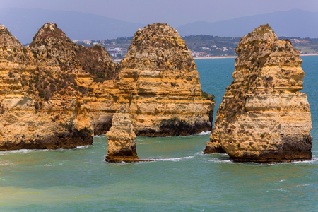 Cliffs of Ponta da Piedade, Lagos, Algarve, Portugalの写真素材