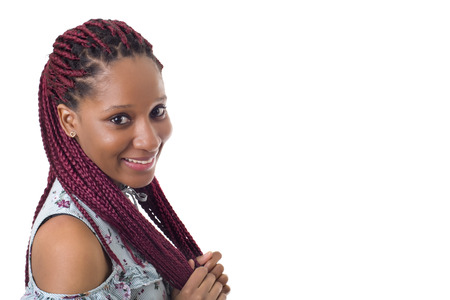 Happy african girl isolated on white background