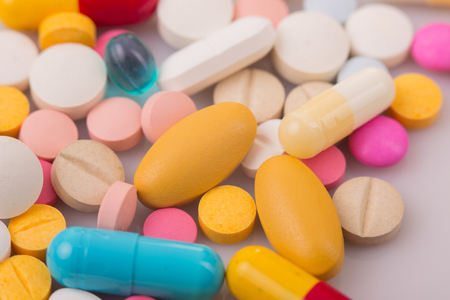 different Tablets pills capsule heap mix therapy drugsの写真素材
