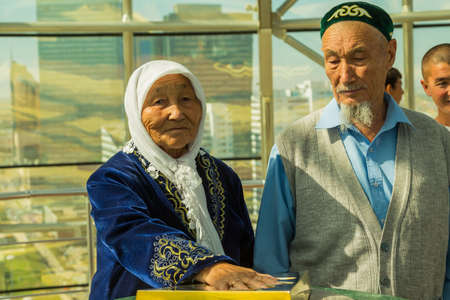 Nur-Sultan, Kazakhstan - People in the interior of the observation deck of the Bayterek Tower in Astanaのeditorial素材