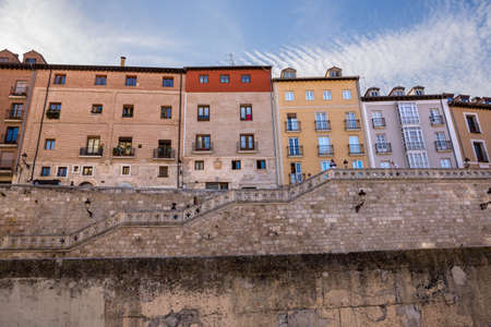 BURGOS, SPAIN: Colorful houses in the historic center of Burgos, Spainのeditorial素材