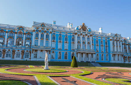 Catherine palace: a stunning of Catherine palace and gardens, the summer residence of the Russian tsars, located in Pushkin, south of St. Petersburg, Russia.のeditorial素材