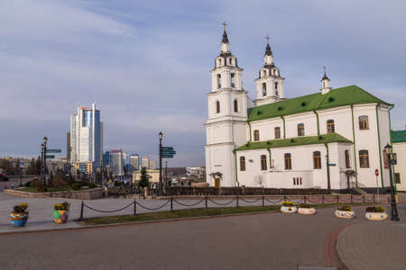 Minsk, Belarus: NemigaTrinity Suburb. Winter time in the cathedral of Holy Spirit.のeditorial素材