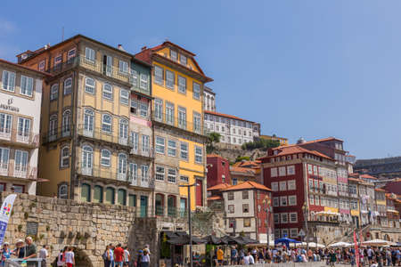 PORTO, PORTUGAL: the famous houses of the Ribeira in the Douro River bank near the Dom Luis I Bridge, Porto, Portugal.のeditorial素材