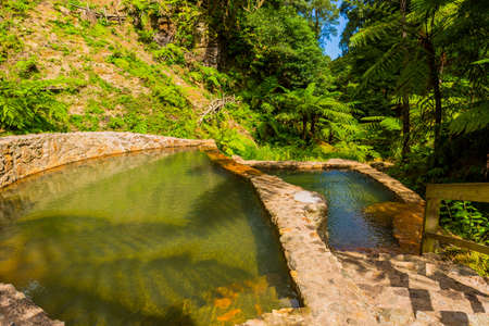 Caldeira Velha natural Spa, in Ribeira Grande. Sao Miguel, Azores, Portugalの写真素材