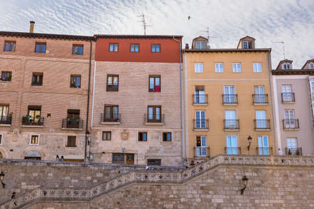 BURGOS, SPAIN: Colorful houses in the historic center of Burgos, Spainのeditorial素材
