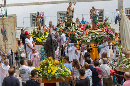 ABADIA, AMARES, PORTUGAL: Traditional religious procession of Senhora da Abadia in Amares, Portugalのeditorial素材