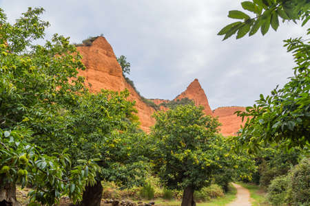 View of Las Medulas historic mining site, Las Medulas Natural Park, El Bierzo, Spainの写真素材