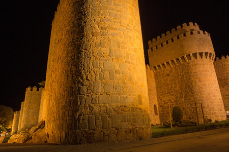Avila walls at night, Castile and Leon, Spain