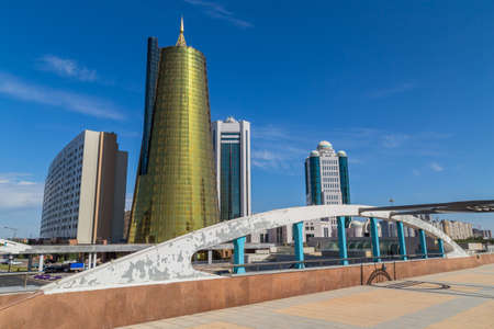 Nur-Sultan, Kazakhstan - Modern office buildings at the Nurzhol boulevard, Nur-Sultan, Astana; Kazakhstanのeditorial素材