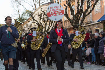 BRAGA, PORTUGAL: Braga Christmas Parade, in the streets of the old town of Braga. Portugalのeditorial素材