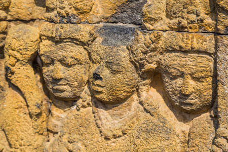 Details of Ancient Buddhist temple of Borobudur, in Magelang, Central Java, Indonesia