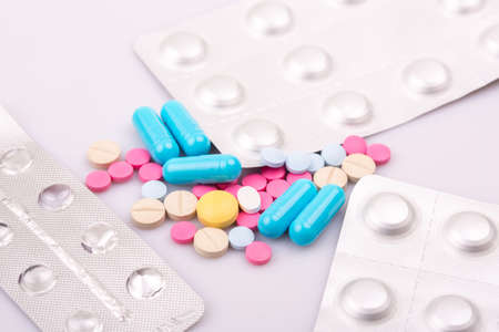 different Tablets pills capsule heap mix therapy drugs