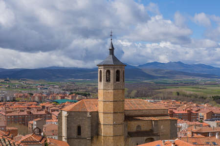 View of the ancient basilica, from the Wall in Avila, Spain