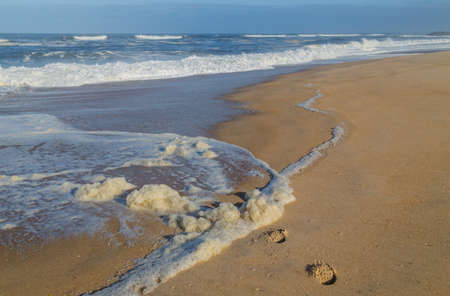 Beautiful empty beach near Figueira da Foz, Portugalの写真素材