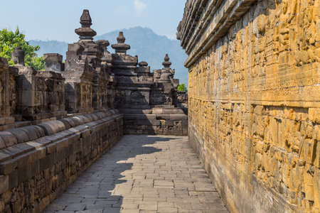 Ancient Buddhist temple of Borobudur, in Magelang, Central Java, Indonesiaの写真素材