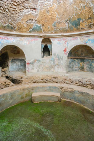 Ruins of the ancient roman city of Pompeii, which was destroyed by the volcano Mount Vesuvius, about two millenniums ago, 79 ADのeditorial素材