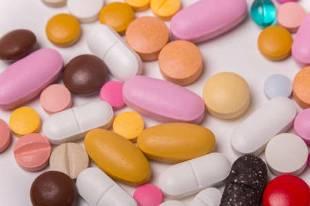 different Tablets pills capsule heap mix therapy drugsの写真素材