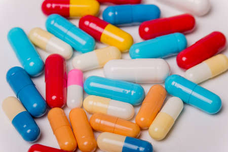 different Tablets pills capsule heap mix therapy drugsの写真素材