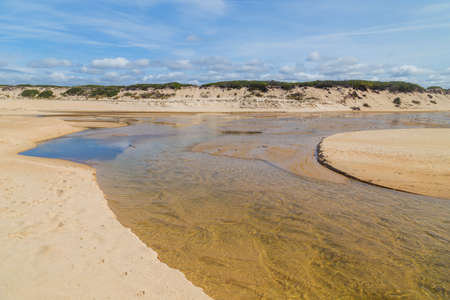 Beautiful empty beach near Figueira da Foz, Portugalの写真素材