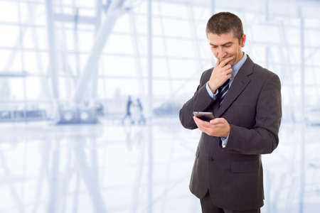 happy business man on the phone, at the officeの写真素材