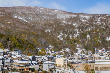 small village outside Puebla de Sanabria covered with snow, Sanabria, Castilla y Leon, Spainの写真素材
