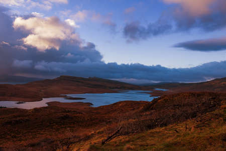 Scenic view of the lake and mountains at Scottish Highlands, Scotland, United Kingdomの写真素材