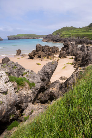 Beach of Barro, in Llanes, Picos de Europa, Spainの写真素材