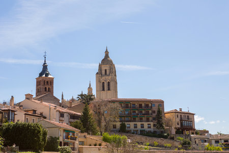 The old town of Segovia and the Cathedral, Segovia, Spainのeditorial素材
