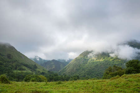 View of the mountains at Picos de Europa, Asturias, Spainの写真素材