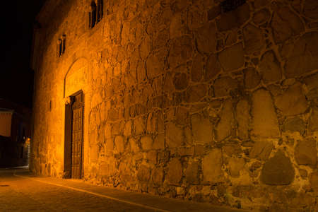 Avila streets at night, Castile and Leon, Spainのeditorial素材