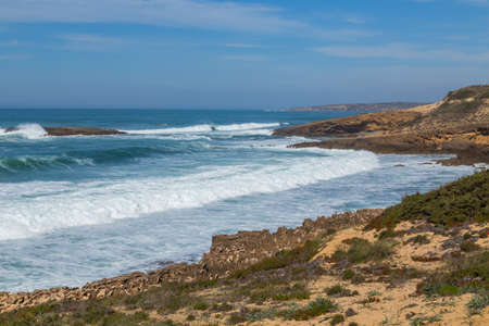 Atlantic rocky coast view, Aljezur, Algarve west, Costa Vicentina, Portugal.の写真素材