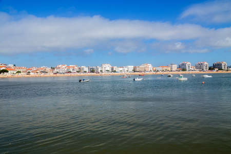 View of the town of Sao Martinho do Porto, Portugalの写真素材