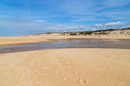 Beautiful empty beach near Figueira da Foz, Portugalの写真素材