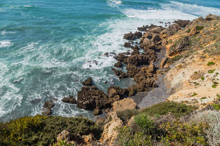 Atlantic rocky coast view, Aljezur, Algarve west, Costa Vicentina, Portugal.の写真素材