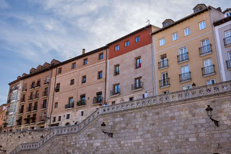 BURGOS, SPAIN: Colorful houses in the historic center of Burgos, Spainのeditorial素材
