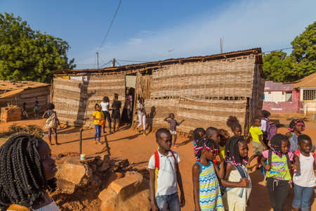 Bissau, Guinea-Bissau: group of African Kids at school, in rural Guinea-Bissauのeditorial素材
