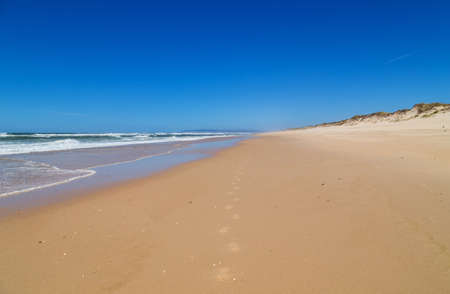 Beautiful empty beach near Sao Martinho do Porto, Portugalの写真素材