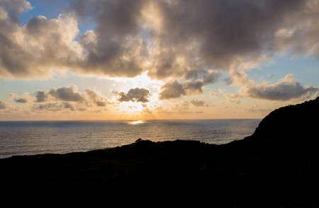 Beautiful sunset in Santa Cruz das Flores - Flores Island - Azores Portugalの写真素材