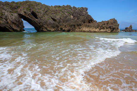 the beach of San Antolin, Llanes, Asturias, Spainの写真素材
