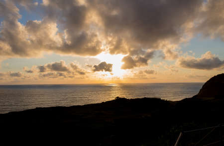 Beautiful sunset in Santa Cruz das Flores - Flores Island - Azores Portugalの写真素材
