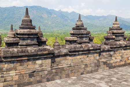 Ancient Buddhist temple of Borobudur, in Magelang, Central Java, Indonesiaの写真素材