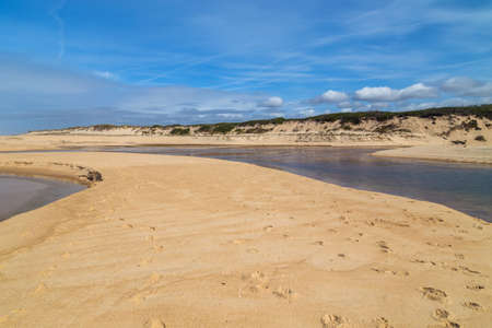 Beautiful empty beach near Figueira da Foz, Portugalの写真素材