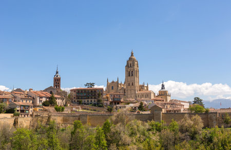 The old town of Segovia and the Cathedral, Segovia, Spainのeditorial素材