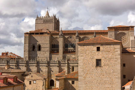 The famous Avila cathedral, Castilla y Leon, Spain.の写真素材