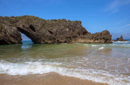 the beach of San Antolin, Llanes, Asturias, Spainの写真素材