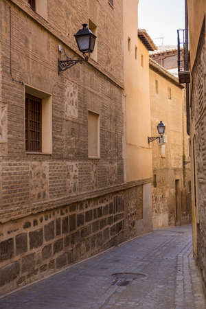 Toledo narrow street in Castile La Mancha, Spainの写真素材