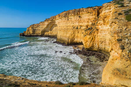 Cliffs in the Coast of Algarve, Benagil, Portugalの写真素材